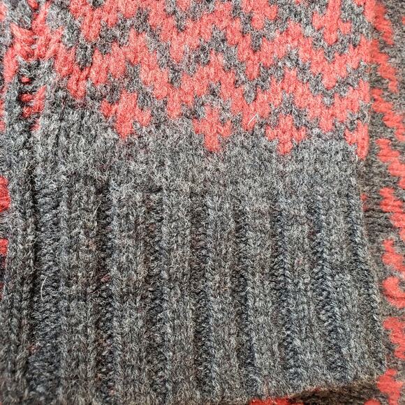 Vintage J. CREW 1/4 Zip Sweater 100% Lamb's Wool Fair Isle Men's Medium Red Gray - Picture 13 of 13
